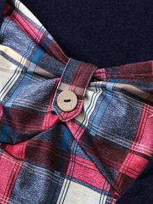 SHEIN LUNE Của phụ nữ Kích thước lớn Vá lại Kẻ sọc Ngắn tay Áo - Màu xanh hải quân - Xem 3
