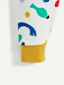 嬰兒男童緊身睡衣卡通印花圓領上衣和長褲家居套裝