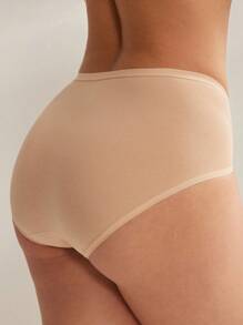 LUVLETTE paquete de 3 bragas básicas de algodón transpirable de tiro alto para mujer - Todo color piel
