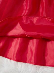 青少女褶邊網紗裙裝 - 酒紅色 - 查看 6