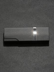 1pc Mini PU Glasses Case In Iron Box, Crush-Resistant, Suitable For Students To Protect Reading Glasses & Myopic Glasses. Brushed Metal Texture Surface, Suitable For Car Storage. - Dark Grey - View 1