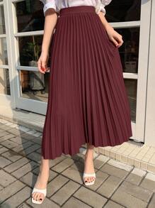 DAZY Falda midi plisada de unicolor para mujer para primavera/verano, con volantes, ropa de vuelta al colegio