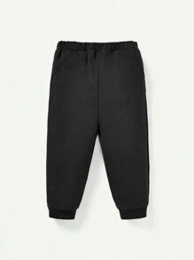 Cozy Pixies Baby Boy Striped Letter Graphic Hoodie & Sweatpants - Black and White - View 3