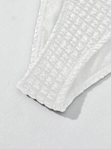 SHEIN Swim Women Fashionable Summer Waffle Pattern Bikini Bottom