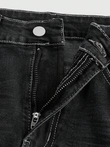 ROMWE Grunge Punk Jeans De Campana Con Bolsillos Casuales Para Mujeres - Gris - Ver 4