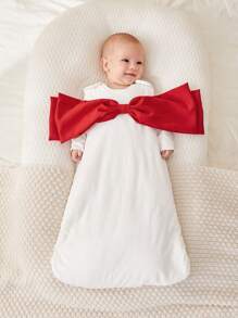 1pc Soft And Comfortable Baby Sleeping Bag With Bow - Red and White - View 3