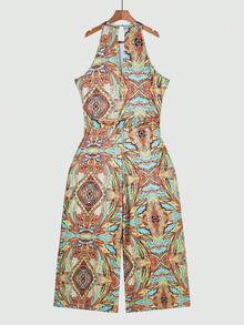 Mono con estampado con cinturón de espalda con abertura de ojo - Multicolor - Ver 2