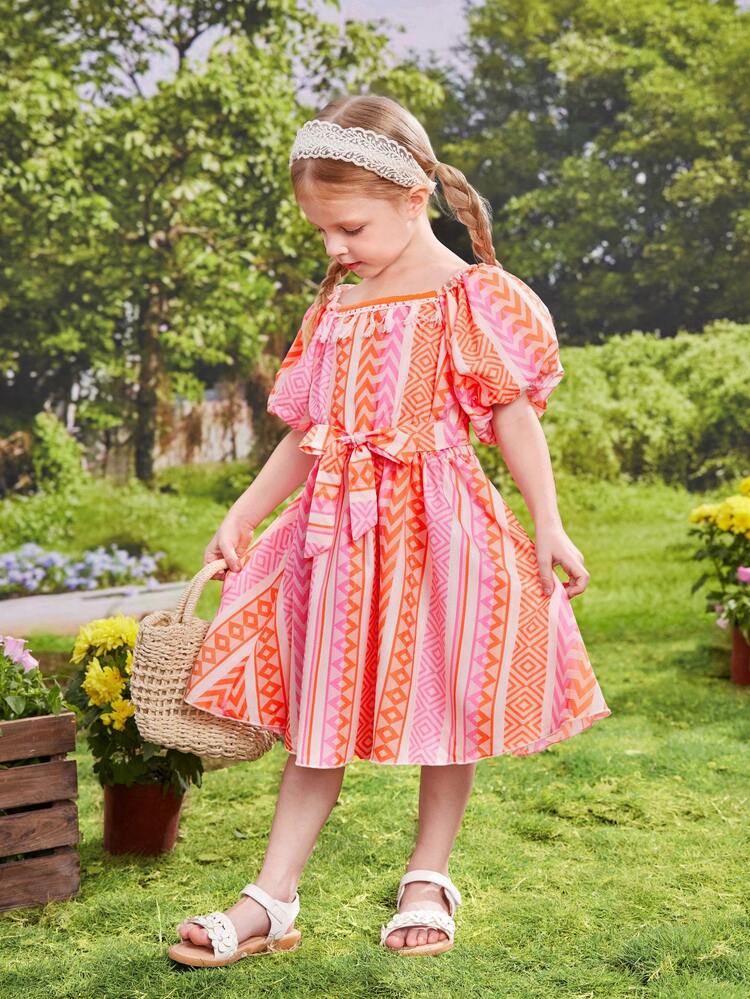 Young Girl's Lovely Casual Pattern Comfortable Holiday Dress
