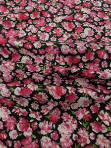 大尺碼女士夏季新款小印花燈籠袖上衣短袖 - 粉色 - 查看 4