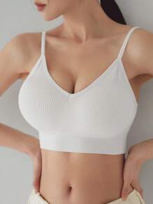 DAZY Camisola sencilla de punto con costilla en un solo color y espalda descubierta