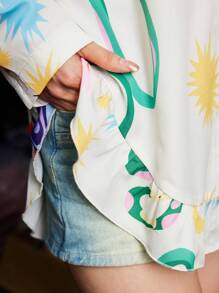 Breezaya 女式假日風格隨機動物印花衫,鮮豔顏色