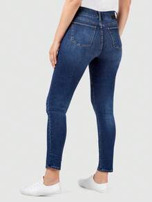 TUMMY TRIMMER SKINNY DENIM STRETCH JEANS - Blue - View 3