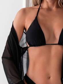 Swim Basics Women's Summer Beach Vacation Long Sleeve Sheer Kimono