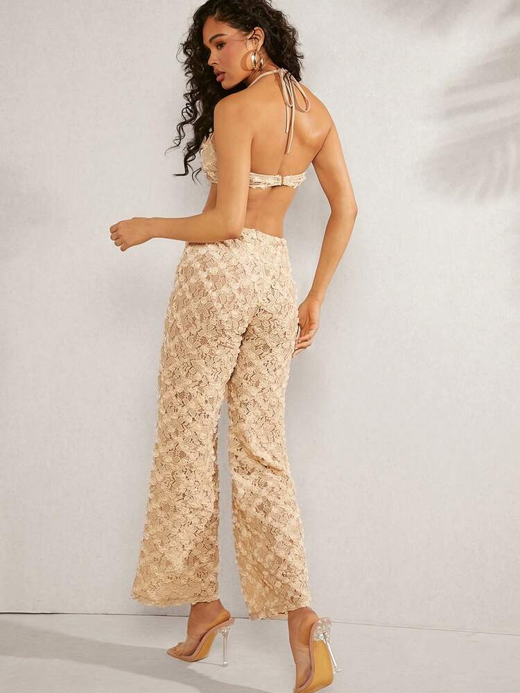 Floral Applique Ring Cut Out Jumpsuit