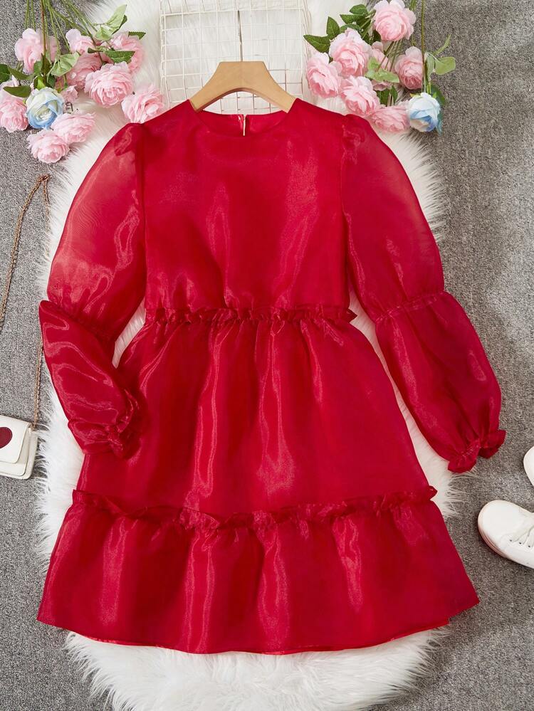 Teenage Girls' Frill Trim Mesh Dress