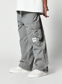 SUMWON Tween Girls Comfy Straight Fit Cargo Pant With Drawcords - Grey - View 1