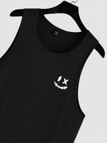Manfinity Homme Herren 3-teiliges Set für den Sommer im Vintage Sportlich & Lässig-Stil mit cartoon grafischem Muster am Saum und ärmelloser Tanktop, ideal für den Urlaub