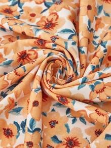 Breezaya Abito da donna con stampa floreale sparsa, collage asimmetrico, volant all'orlo, per vacanze estive e outfit da spiaggia