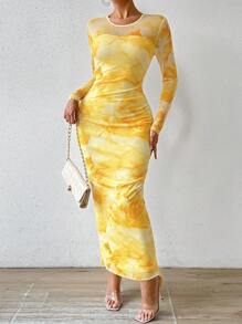 SHEIN ChicEase Women Fashionable Yellow Long Sleeve Bodycon Dress Maxi Women Outfit Fall Cloth For Women - Yellow - View 1