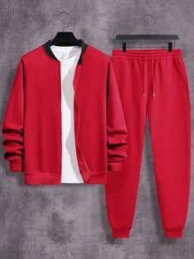 Manfinity Dauomo Men Spring Solid Color Jacket And Jogger Pants Two-Piece Set - Multicolor - View 5