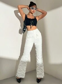 SHEIN Unity Pantalones plisados de moda con sentido de diseño