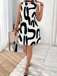 EMERY ROSE 大码夏季休闲无袖立领连衣裙 - 白色 - 查看 3