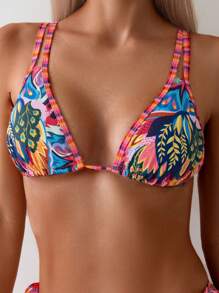 SHEIN Swim Bộ bikini hai mảnh in hình cây ngẫu nhiên đi biển mùa hè - Nhiều màu - Xem 5