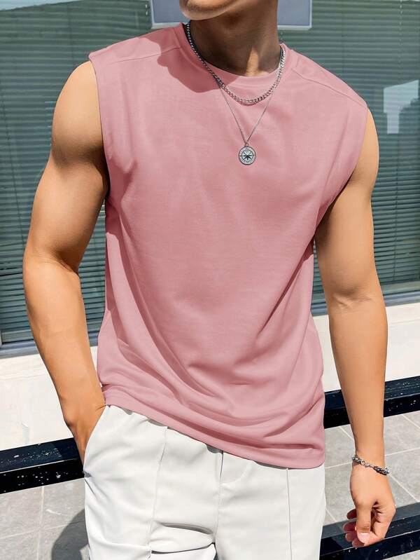 Manfinity Homme Maieu fără mâneci pentru bărbați, de culoare uni, simplu zilnic