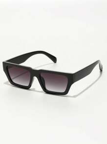 POLASUP 1pc Men Polycarbonate Explosion-Proof Lens Sport Leisure Street-Style Retro Flat Top Fashion Copper Hinge Non-Plastic Hinge Special Anti-UV Sunscreen Black Gradient Gray Lens Sunglasses (Comes With Eyeglass Strap And Cloth) All Seasons Men Stylish, Retro, Luxury, Shades Square, Travel, Driving, Fishing, Camping, Cycling, Hiking, Running Sunglasses, Glasses UV Protection, Polarized, UV400 Decorative Eyewear. Casual Sunglasses Sun Glasses For Summer Beach Vacation,Outdoor,Travel - 黑色 - 查看 3