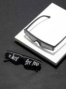 2 chiếc kính dự tiệc cưới, kính trang trí thu nhỏ thiết kế cho cặp đôi có dây đeo kính, đạo cụ cầu hôn "Anh có yêu em không? Có, em yêu" , bộ kính dự tiệc thời trang cho cặp đôi ngày lễ tình nhân - màu đen - Xem 10