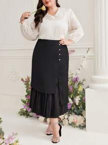 Modelyn Plus Size Solid Color Peter Pan Collar Shirt