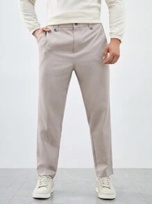 EASEVO Men's Plus Size Poly-Woven Tapered Suit Pants - Apricot - View 1