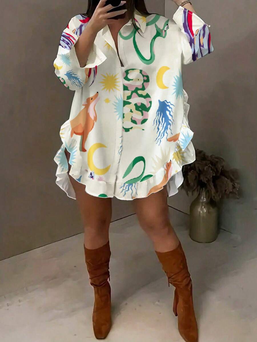 Breezaya 女式假日風格隨機動物印花衫,鮮豔顏色