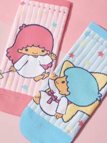 HELLO KITTY AND FRIENDS | SHEIN 3雙女性卡通圖案短襪 - 彩色 - 查看 7