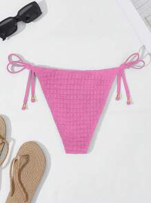 Swim Mod 女士海滩度假系带侧三角比基尼泳裤 夏季 - 粉色 - 查看 2