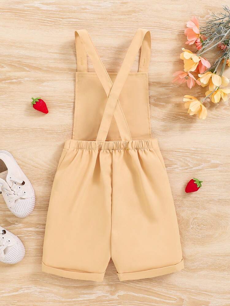Baby Girl Spring/Summer Casual Strawberry Embroidery Overalls