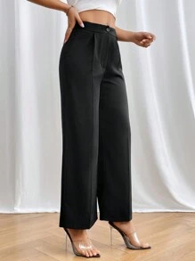 SHEIN PETITE Multi Piece Set Solid Wide Leg Dress Pants - Multicolor - View 7