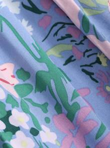 DAZY 女式夏季花卉印花无袖宽松圆领睡裙，Moo Moo 睡裙睡衣 - 紫色 - 查看 5