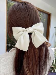 DAZY Women's Solid Color Elegant Bow Knot Shaped Hair Clip For Daily Use Cute Valentines Claw Clips Hair Claws Hair Barrettes - Beige - View 8