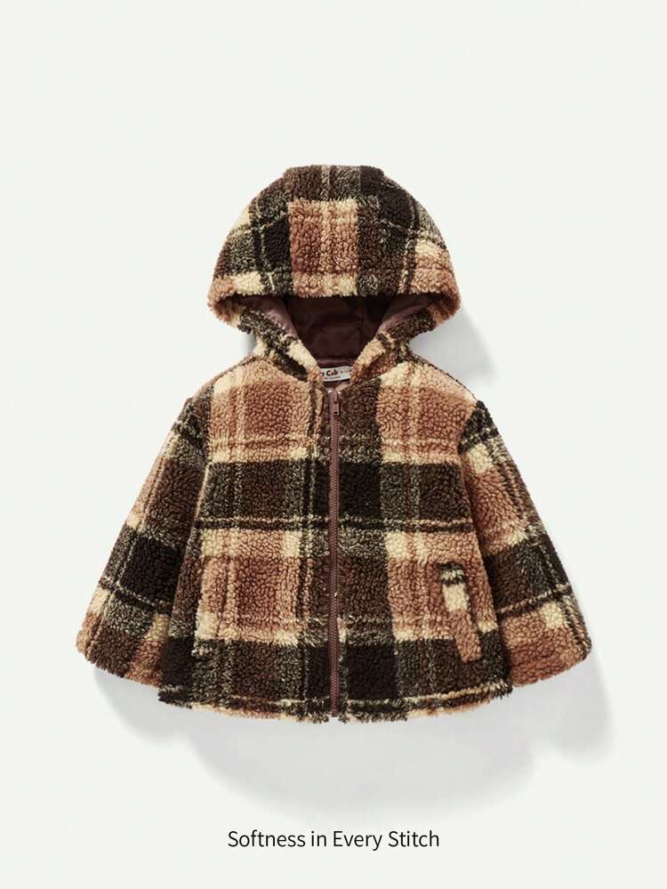 Baby Jungen Mantel mit Kapuze, Plaid Teddy