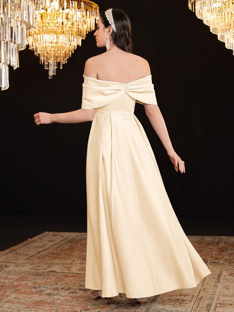Women's Off Shoulder Rhinestone Embellished Dress Long Evening Dresses