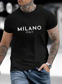 Men Round Neck Casual And Commuting T-Shirt - Black - View 1