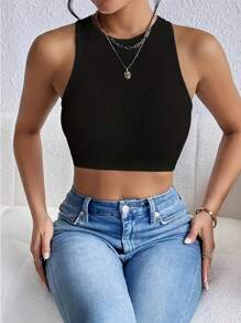 INAWLY Top a canotta solido aderente per donne adatto per l'estate, top da uscita