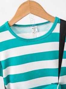 SHEIN Summer Round Neck Short Sleeve Casual T-Shirt And Shorts Two-Piece Set For Tween Boys