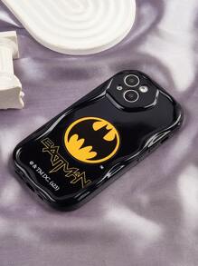 Batman X ROMWE Cartoon Printed Contrast Piping Phone Case - Black - View 4