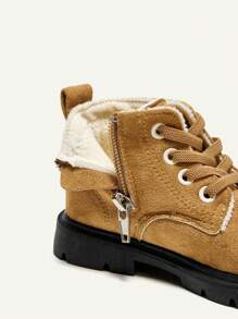 男孩和女孩的时尚新潮设计，温暖舒适的保暖内衬松紧带靴子，驼色 - 駝色 - 查看 5