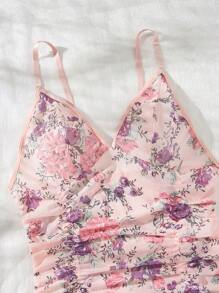 Snug Zone Camisón de pijama informal de verano con estampado floral y dobladillo con volantes - Rosa - Ver 4