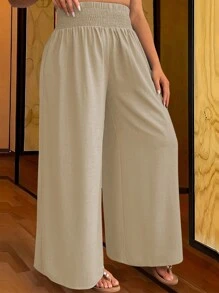 Maweii Của phụ nữ Kích thước lớn Màu thuần Phong cách Đơn giản Quần - Màu be - Xem 1
