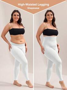 Quần legging cạp cao mềm mại nâng mông giúp thon gọn vòng ba cho nữ cỡ lớn, màu trắng, thích hợp mặc thường ngày vào mùa xuân. - trắng - Xem 2
