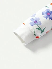 Cozy Pixies 新生兒女寶寶花紋圓領長袖連體衣套裝 - 藕粉色 - 查看 5